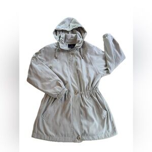 London Fog Raincoat Jacket With Removable Hood Size Medium Petite Beige